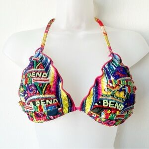 AGUA BENDITA bikini top embroidered Festival Top size large